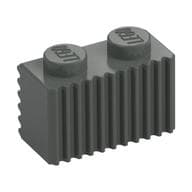 Brick Special 1 x 2 with Grille em Cinza escuro