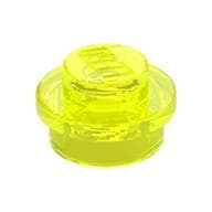 Plate Round 1 x 1 with Solid Stud em Verde neon translúcido