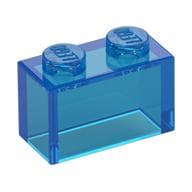 Brick 1 x 2 without Bottom Tube em Azul escuro translúcido