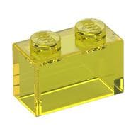 Brick 1 x 2 without Bottom Tube em Amarelo translúcido