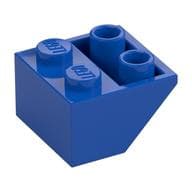 Brick Sloped Inverted 45° 2 x 2 [Ovoid Bottom Pin, Bar-sized Stud Holes] em Azul