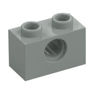 Technic Brick 1 x 2 [1 Pin Hole] em Cinza claro