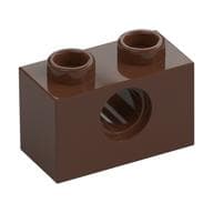 Technic Brick 1 x 2 [1 Pin Hole] em Marrom