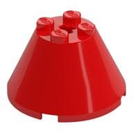 Cone 4 x 4 x 2, Axle Hole [Plain] em Vermelho