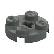 Plate Round 2 x 2 with Axle Hole Type 1 (+ Opening) em Cinza escuro