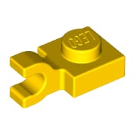 Plate Special 1 x 1 with Clip Horizontal [Thick U Clip] em Amarelo