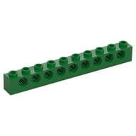 Technic Brick 1 x 10 [9 Pin Holes] em Verde