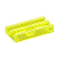 Tile Special 1 x 2 Grille with Bottom Groove em Verde neon translúcido