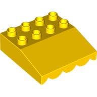 Duplo Roofpiece Slope 33 4 x 4 with Awning Overhang with 9 Bottom Tubes em Amarelo