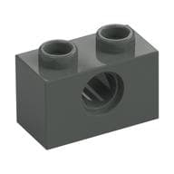 Technic Brick 1 x 2 [1 Pin Hole] em Cinza escuro