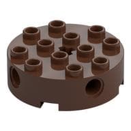 Brick Round 4 x 4 with 4 Side Pin Holes and Center Axle Hole em Marrom