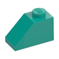 Brick Sloped 45° 2 x 1 with Bottom Pin em Turquesa escuro