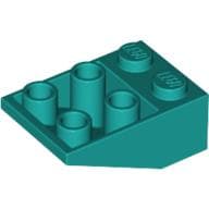 Brick Sloped Inverted 33° 3 x 2, No Connections between Studs, Ovoid Bottom Pin em Turquesa escuro