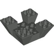 Brick Sloped Inverted 65° 6 x 6 x 2 Quad with Cutouts em Cinza escuro