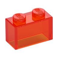 Brick 1 x 2 without Bottom Tube em Laranja neon translúcido
