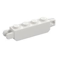 Hinge Brick 1 x 4 Locking with 1 Finger Vertical End and 2 Fingers Vertical End, 9 Teeth em Branco