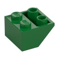 Brick Sloped Inverted 45° 2 x 2 [Ovoid Bottom Pin, Bar-sized Stud Holes] em Verde