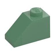 Brick Sloped 45° 2 x 1 with Bottom Pin em Verde areia