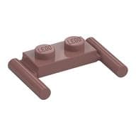 Plate Special 1 x 2 with Handles [Flat Ends / Low Attachment] em Vermelho areia