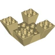 Brick Sloped Inverted 65° 6 x 6 x 2 Quad with Cutouts em Bege
