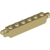 Hinge Brick 1 x 6 Locking with 1 Finger Vertical End and 2 Fingers Vertical End, 9 Teeth em Bege