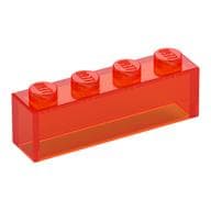 Brick 1 x 4 without Bottom Tubes em Laranja neon translúcido