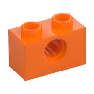 Technic Brick 1 x 2 [1 Pin Hole] em Laranja