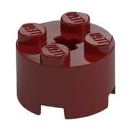 Brick Round 2 x 2 with Axle Hole em Vermelho escuro