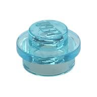 Plate Round 1 x 1 with Solid Stud em Azul claro translúcido
