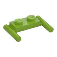 Plate Special 1 x 2 with Handles [Flat Ends / Low Attachment] em Verde-limão
