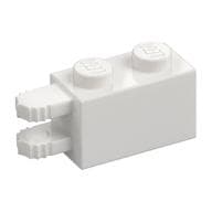 Hinge Brick 1 x 2 Locking with 2 Fingers Horizontal End, 9 Teeth em Branco