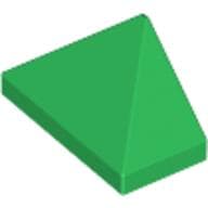 Brick Sloped 45° 2 x 1 Triple with Ovoid Bottom Pin em Verde