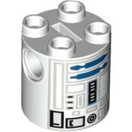 Brick Round 2 x 2 x 2 Robot Body with Blue and Gray Astromech Droid Print (R2-D2)