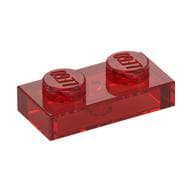 Plate 1 x 2 em Vermelho translúcido