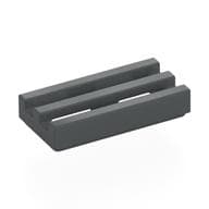 Tile Special 1 x 2 Grille with Bottom Groove em Cinza azulado escuro