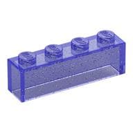 Brick 1 x 4 without Bottom Tubes em Roxo translúcido com glitter