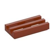 Tile Special 1 x 2 Grille with Bottom Groove em Laranja escuro