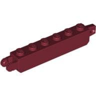Hinge Brick 1 x 6 Locking with 1 Finger Vertical End and 2 Fingers Vertical End, 9 Teeth em Vermelho escuro