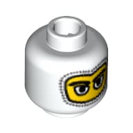Minifig Head F1 Driver, Balaclava with Eyes Hole Stitching Trim, Large Eye Whites Print [Blocked Open Stud]