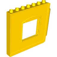 Duplo Building Wall 1 x 8 x 6 with Window Opening, Hinge on Right em Amarelo