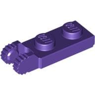 Hinge Plate 1 x 2 Locking with 2 Fingers On End, with Groove, 9 Teeth em Roxo escuro