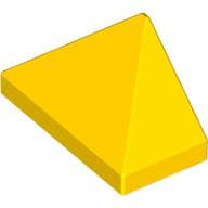 Brick Sloped 45° 2 x 1 Triple with Ovoid Bottom Pin em Amarelo