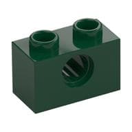 Technic Brick 1 x 2 [1 Pin Hole] em Verde escuro