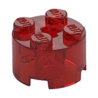 Brick Round 2 x 2 with Axle Hole em Vermelho translúcido
