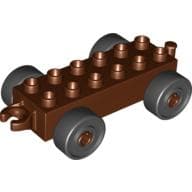 Duplo Car Base 2 x 6 with Light Gray Wheels and Open Hitch End