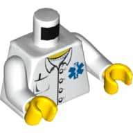 Torso, EMT Star of Life, Open Collar, Buttons, Pocket Pen Print, White Arms, Yellow Hands