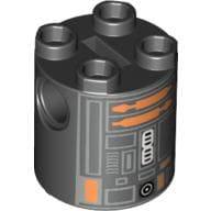 Brick Round 2 x 2 x 2 Robot Body with Copper and Silver Imperial Astromech Droid Print
