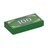 Tile 1 x 2 with '100' Banknote Print