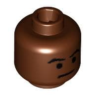 Minifig Head Mace Windu, Arched Eyebrows and Thin Line Mouth Print [Blocked Open Stud]