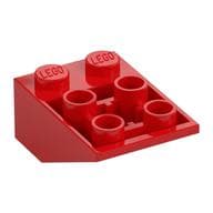 Brick Sloped Inverted 33° 3 x 2, Connections between Studs, Ovoid Bottom Pin em Vermelho